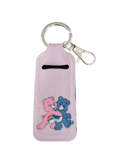 Keychain - Sublimated lipstick holder (Pink & Blue care bears)