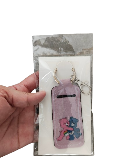 Keychain - Sublimated lipstick holder (Pink & Blue care bears)