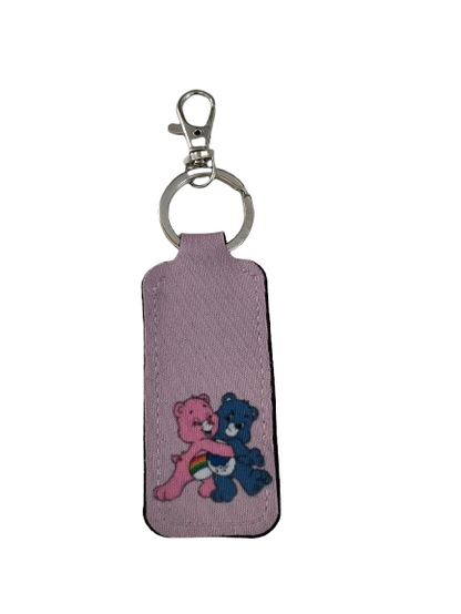 Keychain - Sublimated lipstick holder (Pink & Blue care bears)