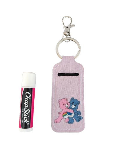 Keychain - Sublimated lipstick holder (Pink & Blue care bears)