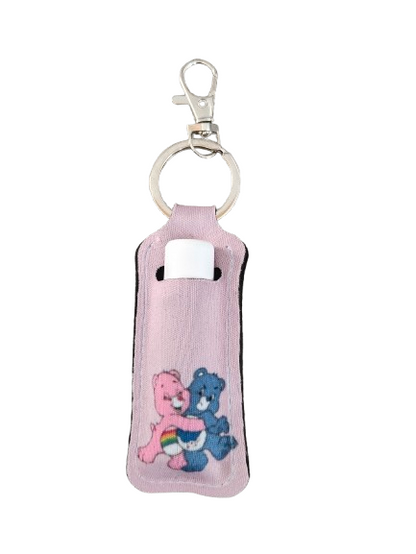 Keychain - Sublimated lipstick holder (Pink & Blue care bears)