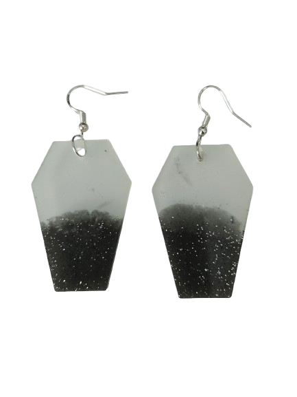 Earrings - Resin coffin on hook