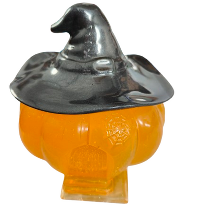 Knickknack - Resin pumpkin house trinket with hat lid