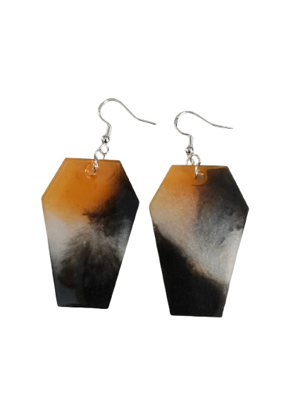 Earrings - Resin coffin on hook