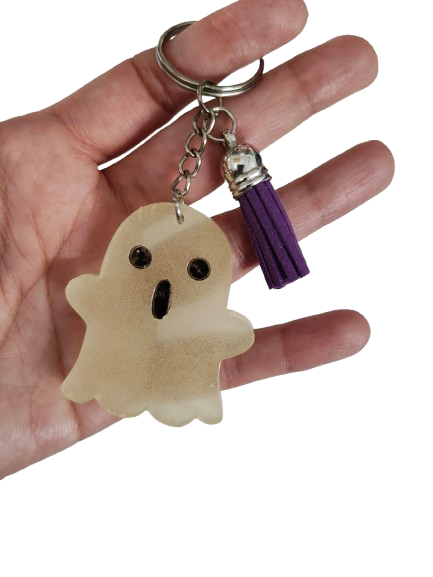 Keychain - Resin ghost with acrylic tassel