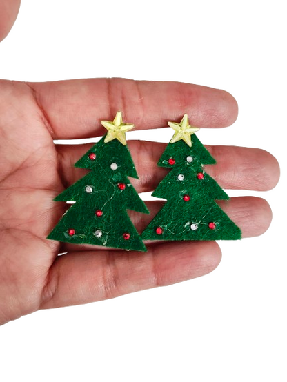 Earrings - Christmas tree on post