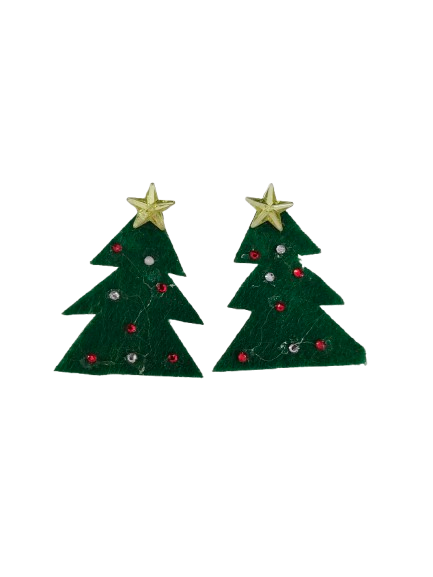 Earrings - Christmas tree on post