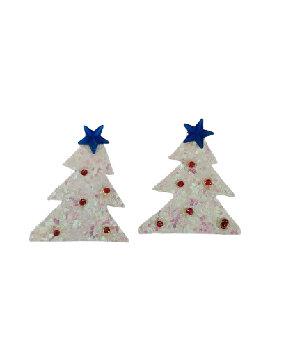 Earrings - Christmas tree on post