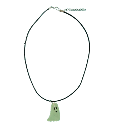 Necklace - 17.5 inches black waxed cord with Glow in the dark resin ghost