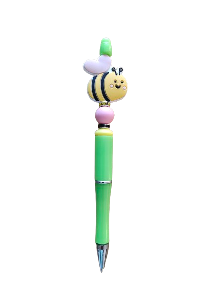 Pen - Bee silicon beaded acrylic pen (black ink)