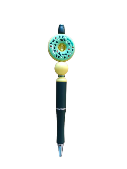 Pen - Donut silicon beaded acrylic pen (black ink)