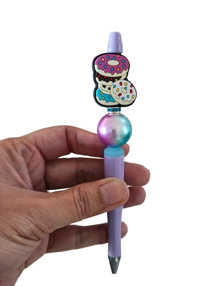 Pen - Donut silicon beaded acrylic pen (black ink)