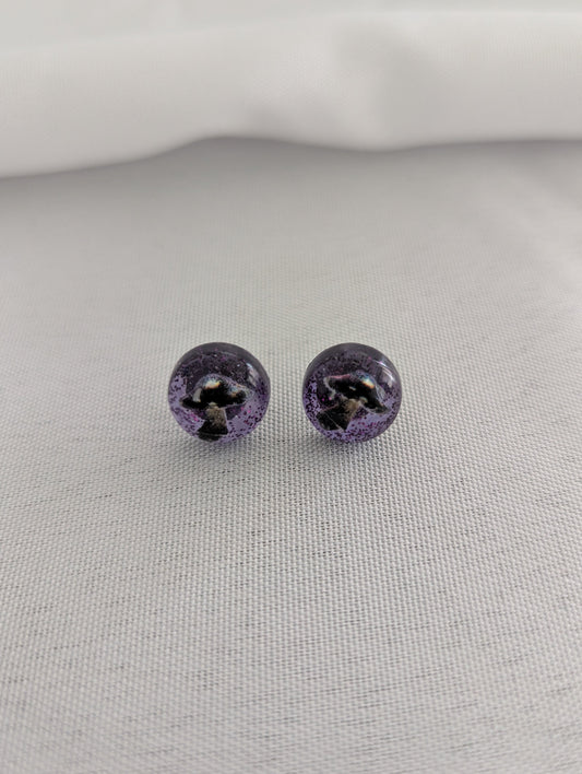 Earrings - Black Mushroom Resin studs