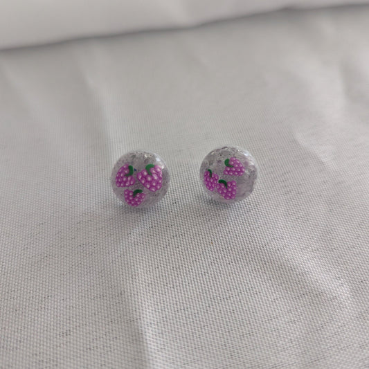 Earrings - Purple grapes Resin studs