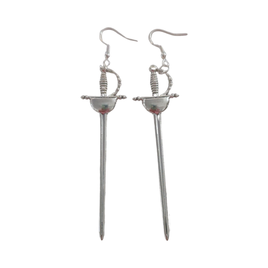 Earrings - Silver sword on hook