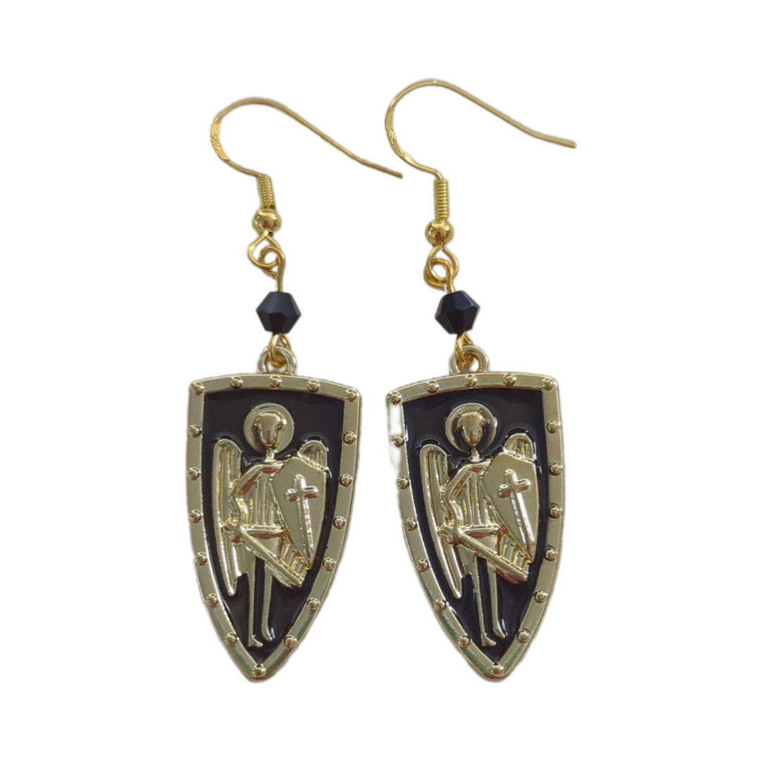 Earrings - Skeleton angel shield on hook