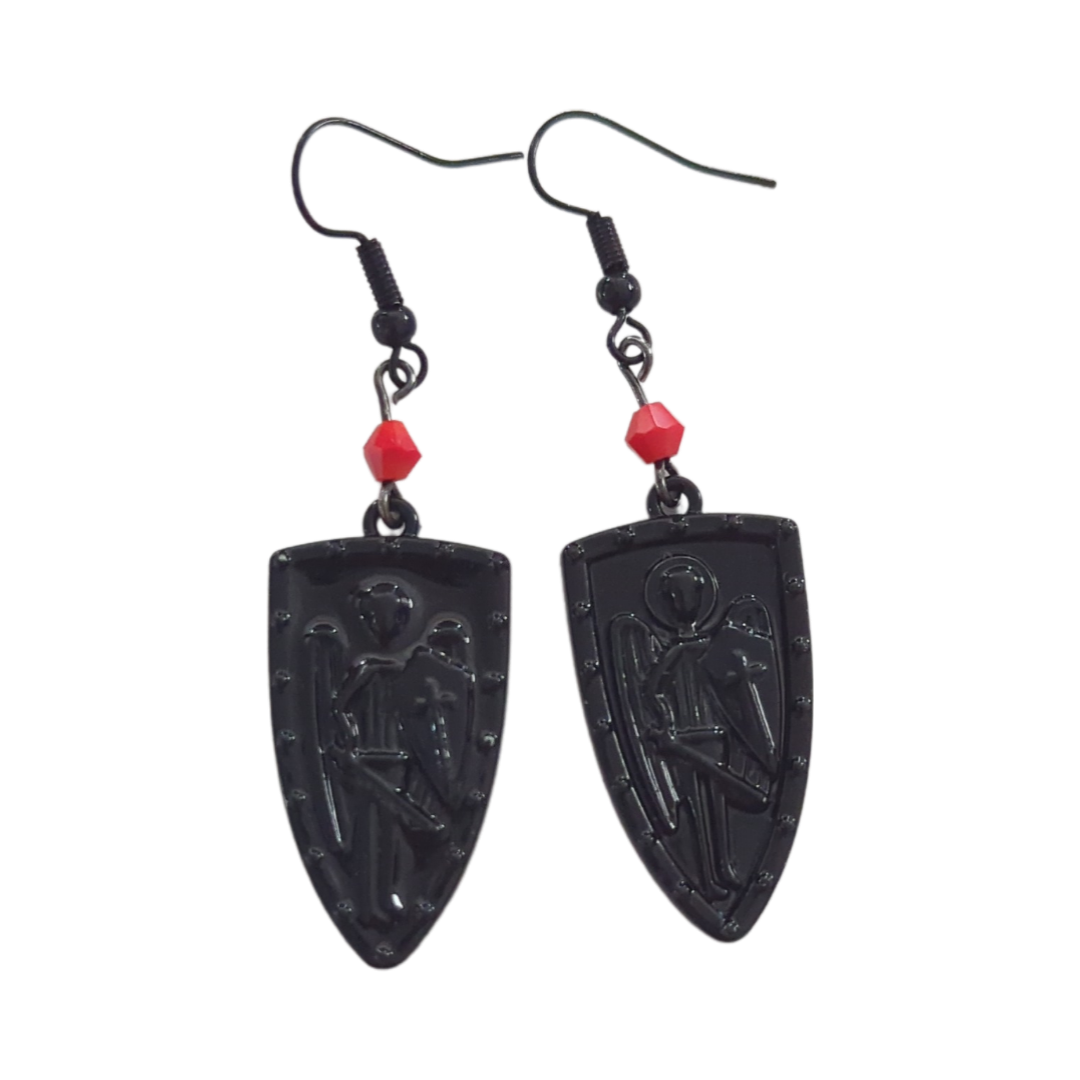 Earrings - Skeleton angel shield on hook