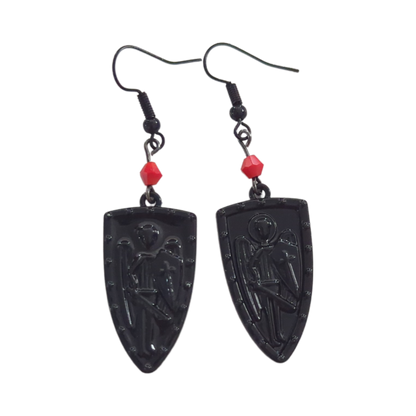 Earrings - Skeleton angel shield on hook