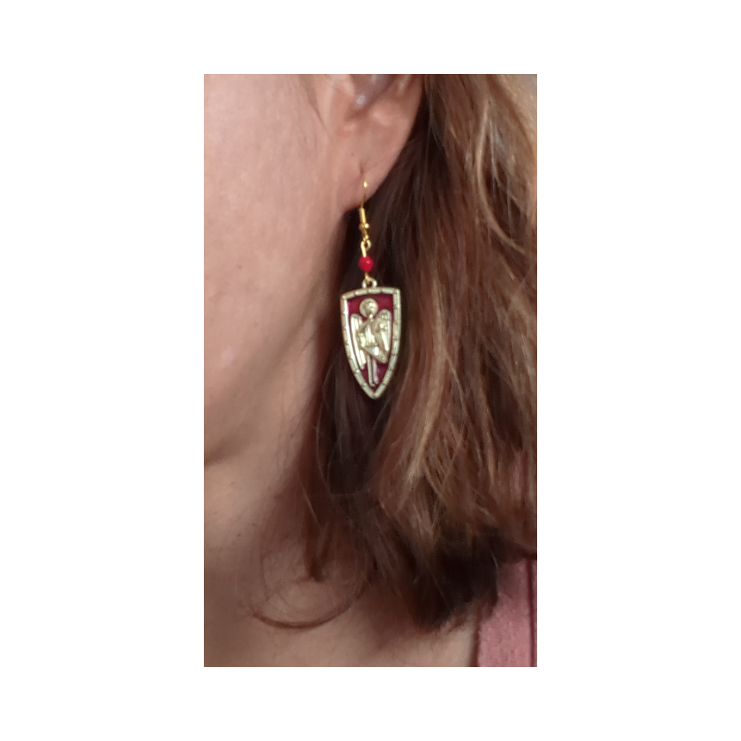 Earrings - Skeleton angel shield on hook