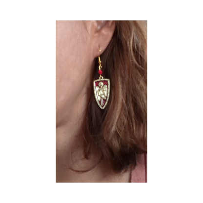 Earrings - Skeleton angel shield on hook