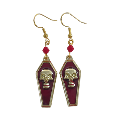 Earrings - Skull coffin with bead on hook