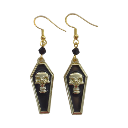 Earrings - Skull coffin with bead on hook