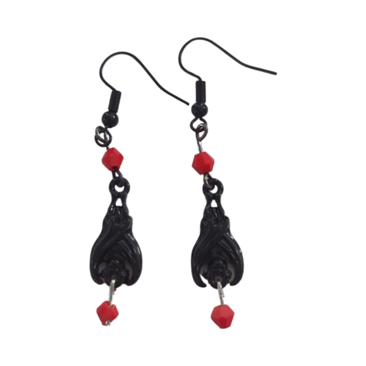 Earrings - Bat with beads on hook