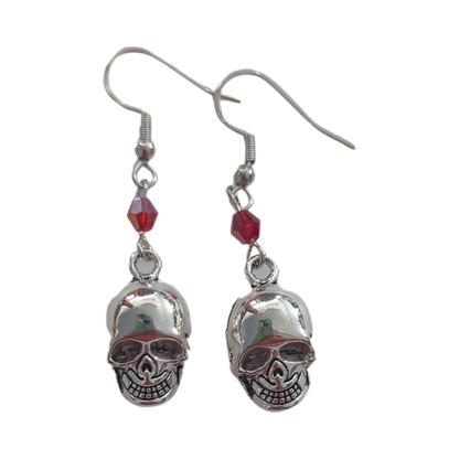 Earrings - Small skull with bead on hook