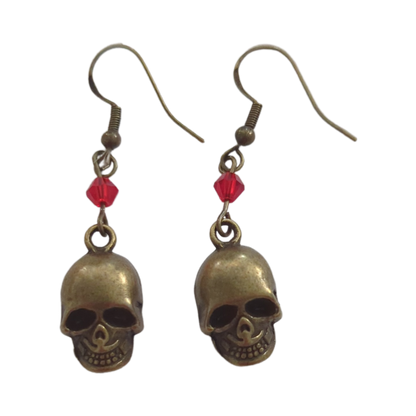 Earrings - Small skull with bead on hook