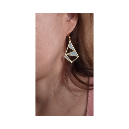 Earrings - Resin golden geometric on hook