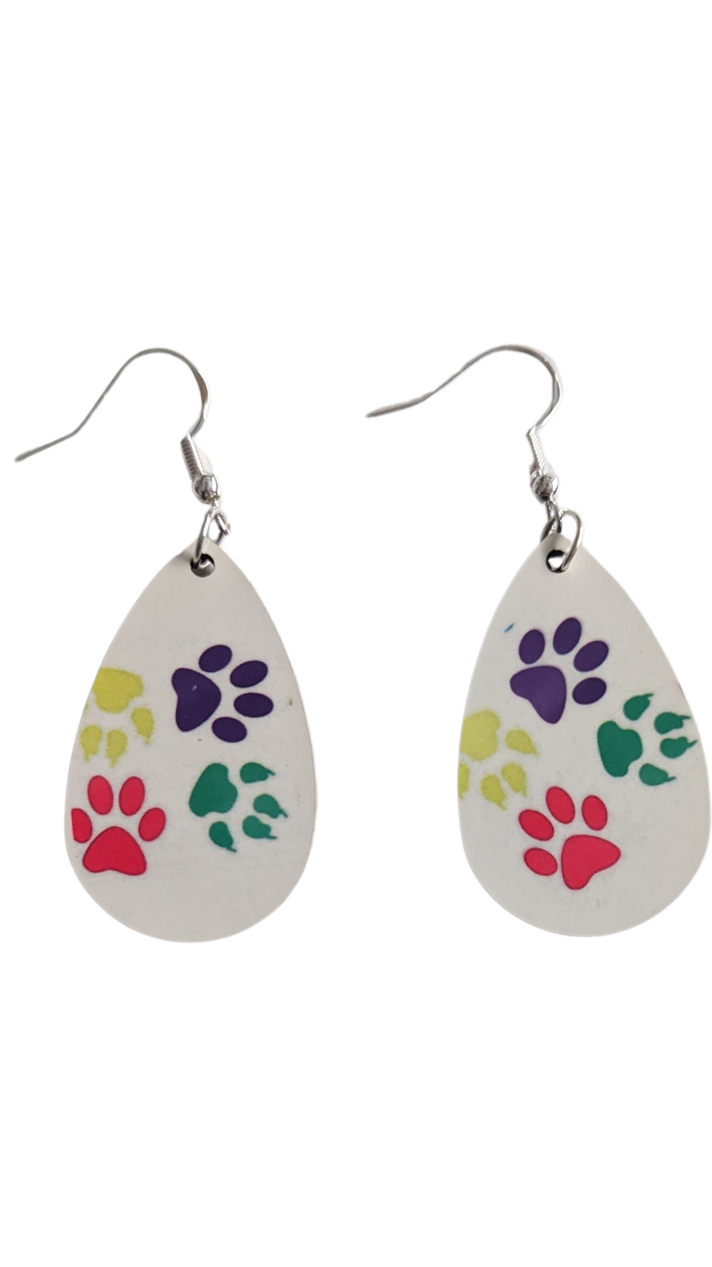 Earrings - Double sided sublimated paws on silver hook