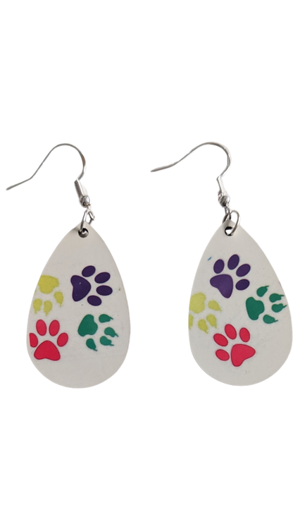 Earrings - Double sided sublimated paws on silver hook