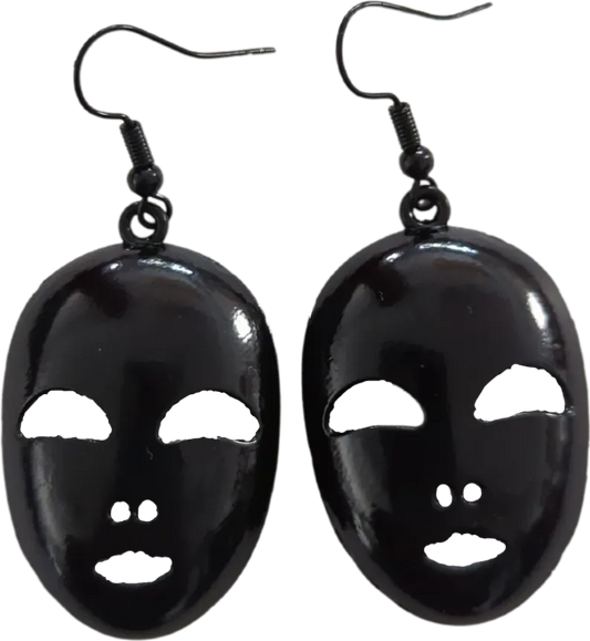 Earrings - Black face mask on black hook