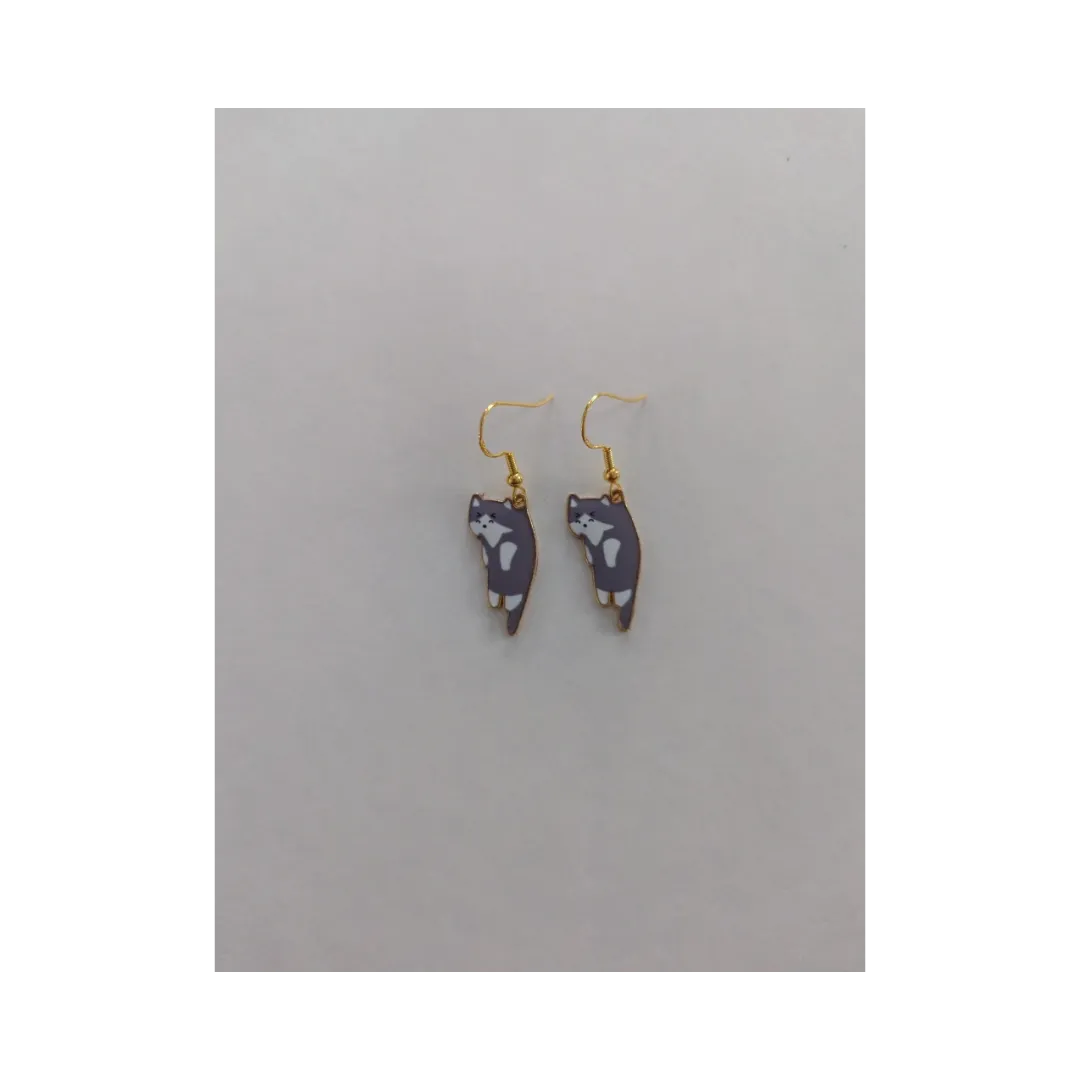 Earrings - Cat #1 on gold hook