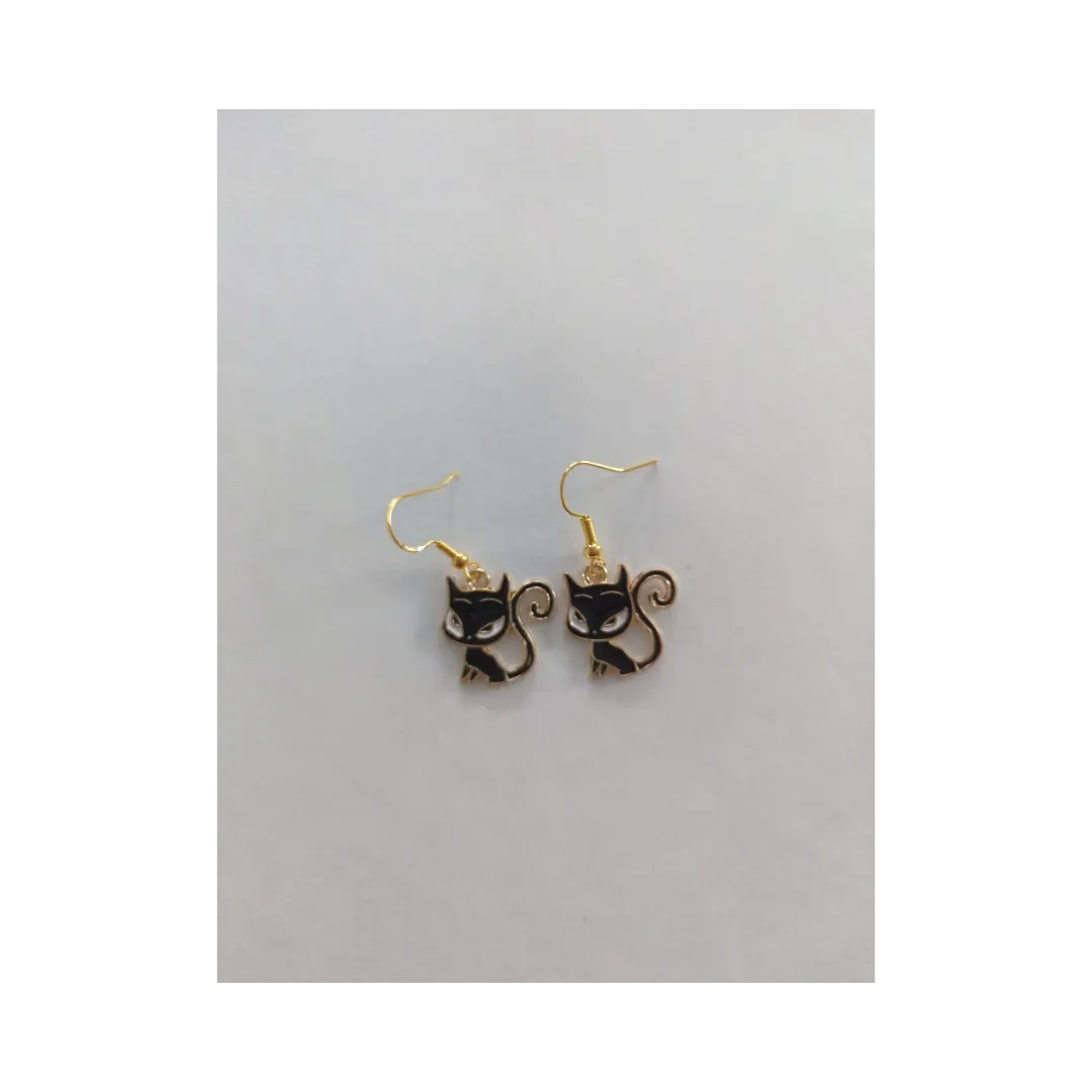 Earrings - Cat #5 on gold hook