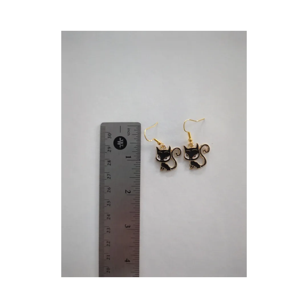 Earrings - Cat #5 on gold hook