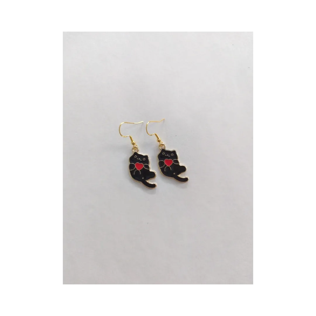 Earrings - Cat #6 on gold hook