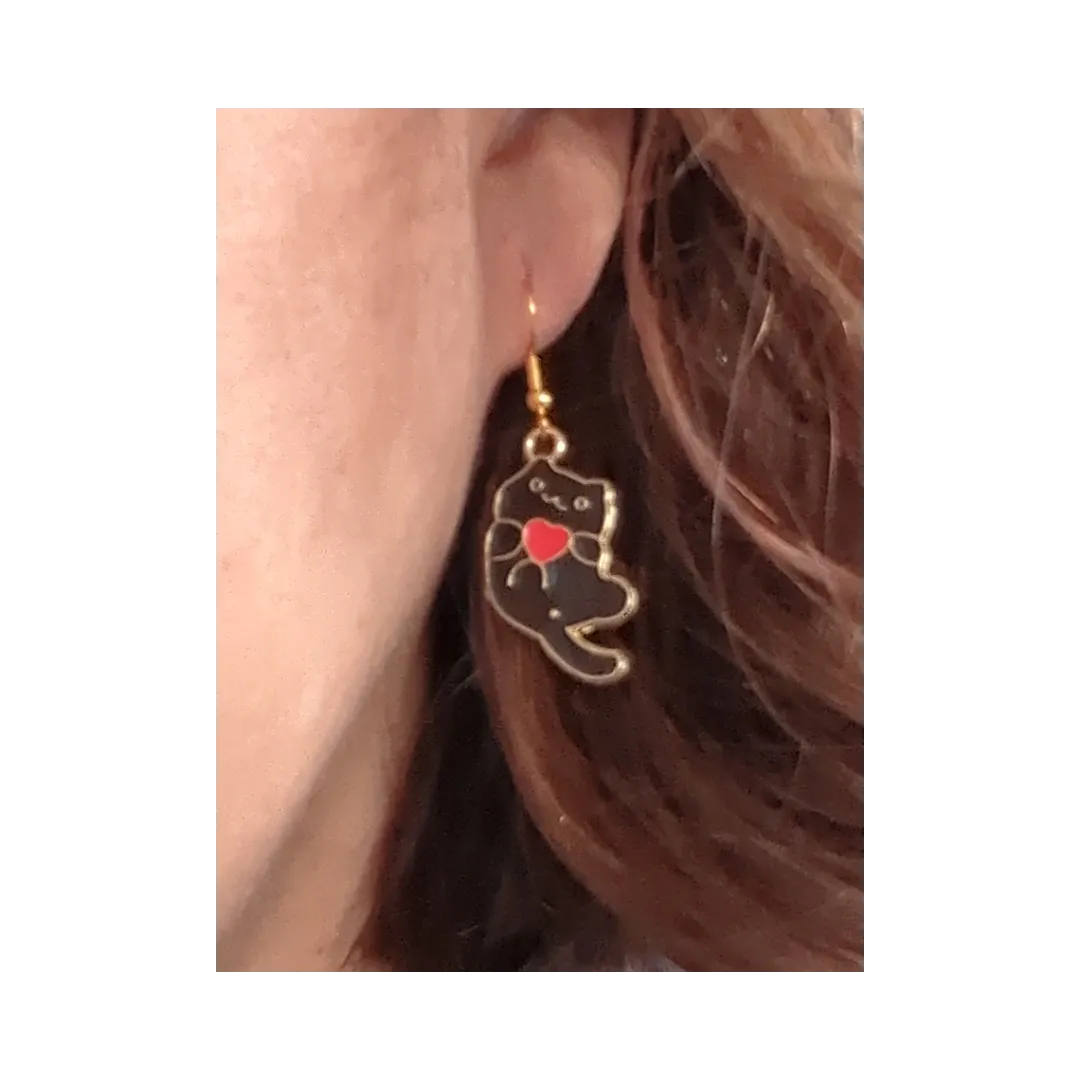 Earrings - Cat #6 on gold hook