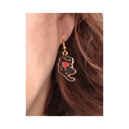 Earrings - Cat #6 on gold hook