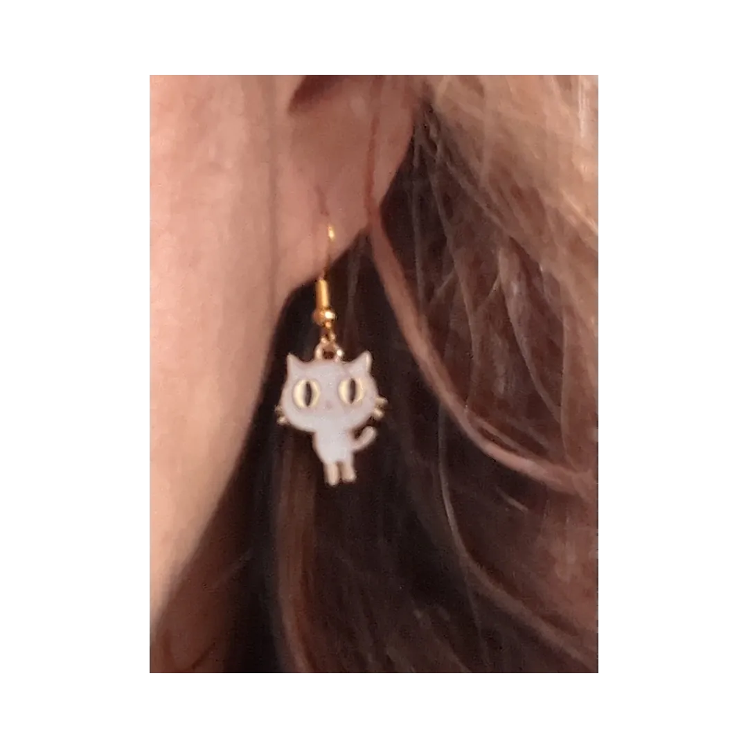 Earrings - Cat #7 on gold hook