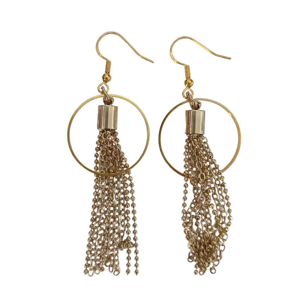 Earrings - Chain Tassels with circle on hook