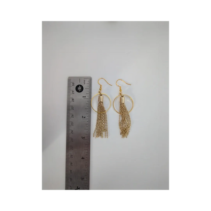 Earrings - Chain Tassels with circle on hook