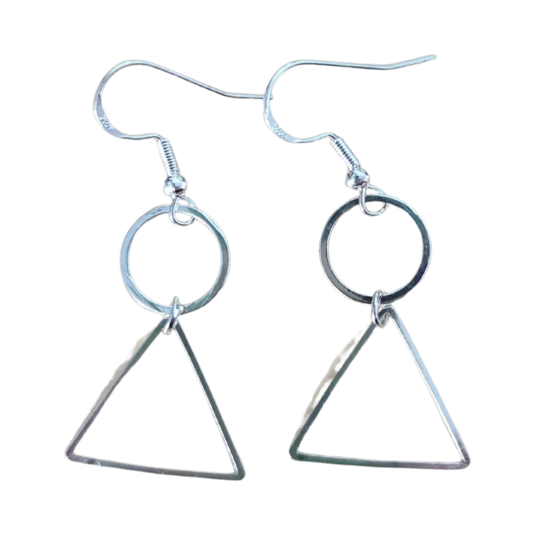 Earrings - Circle and triangle on hook