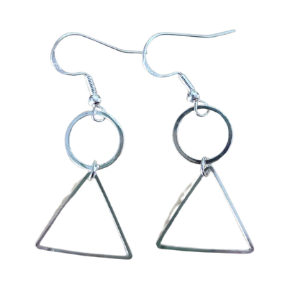 Earrings - Circle and triangle on hook