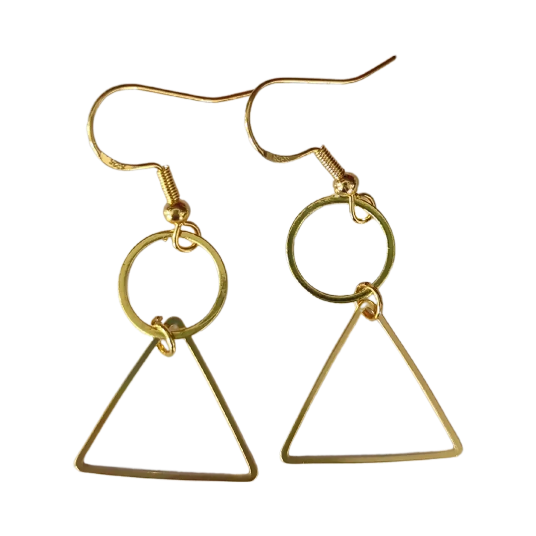 Earrings - Circle and triangle on hook