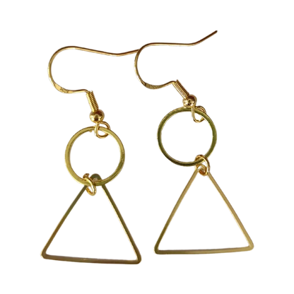 Earrings - Circle and triangle on hook