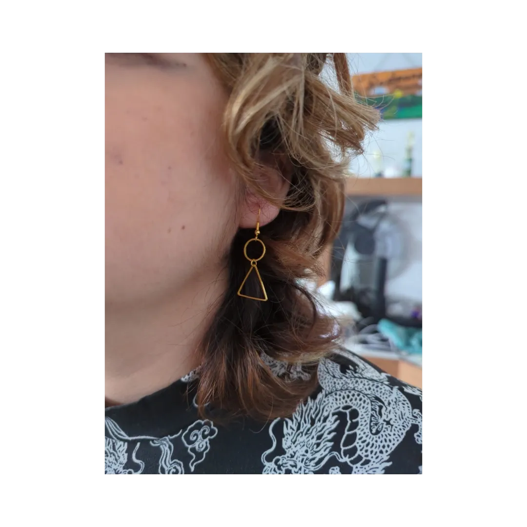 Earrings - Circle and triangle on hook