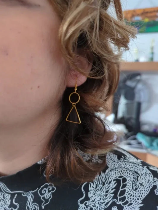 Earrings - Circle and triangle on hook