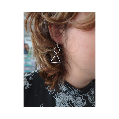 Earrings - Circle and triangle on hook