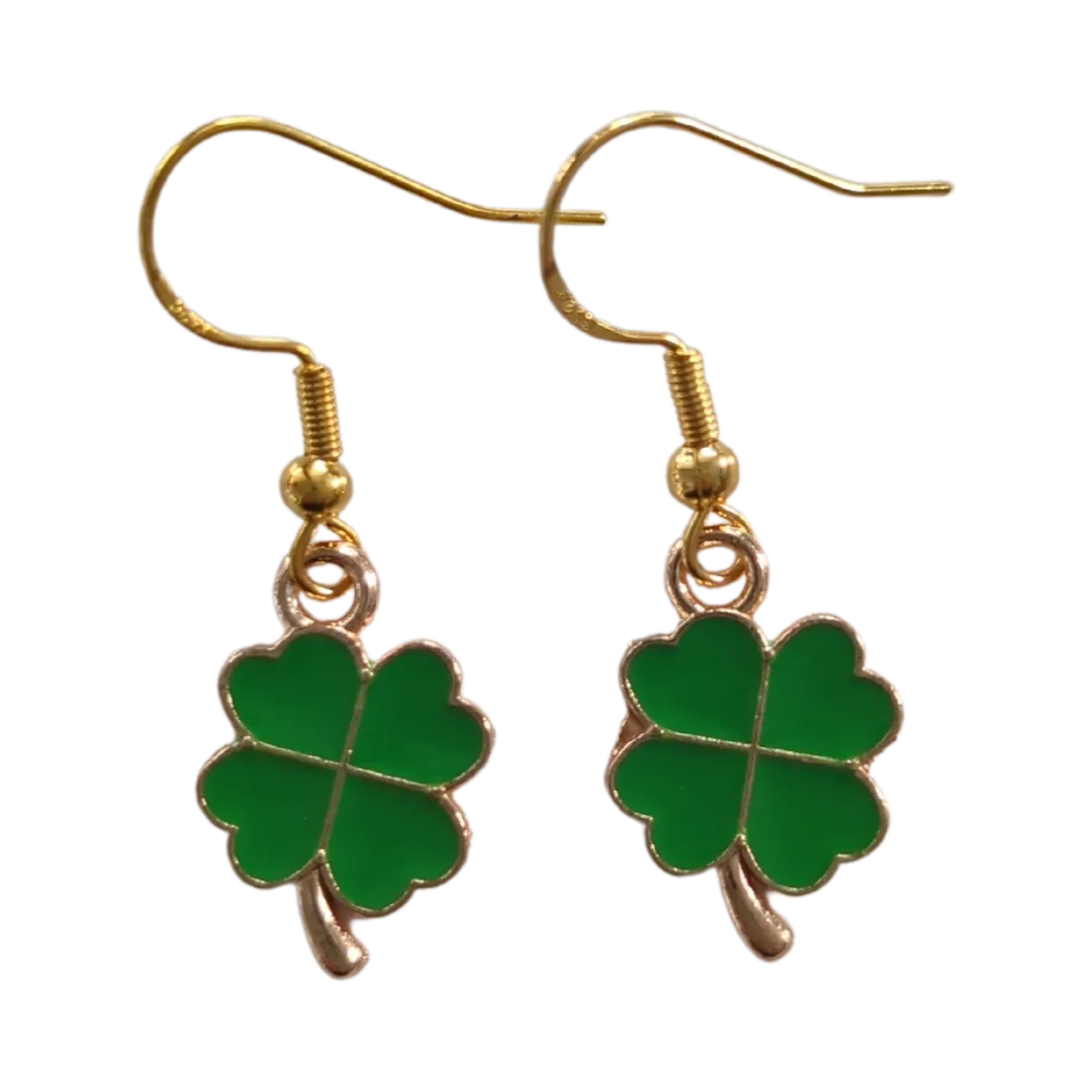 Earrings - Four leaf clover on gold hook